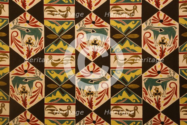 Textile design with American Indian motifs, ca 1923.