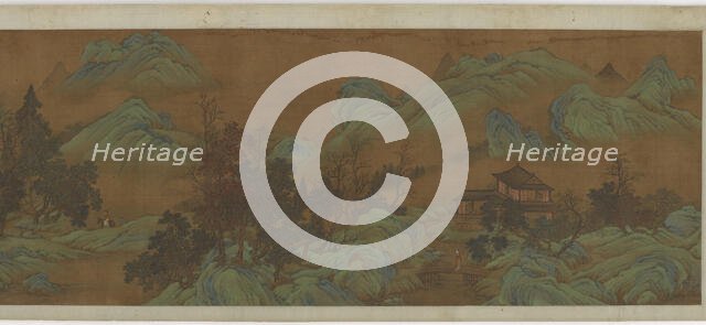 Landscape with buildings and travelers, 17th century. Creator: Unknown.