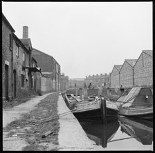 Barges on the Trent & Mersey Canal, Stoke-on-Trent, 1965-1968. Creator: Eileen Deste.