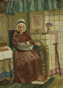 Old Woman by the Fireplace, c.1850-c.1875. Creator: August Allebe.