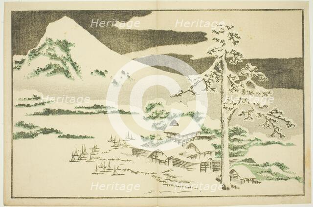Mount Fuji in Winter, from The Picture Book of Realistic Paintings of Hokusai (Hokusai..., c. 1814. Creator: Hokusai.