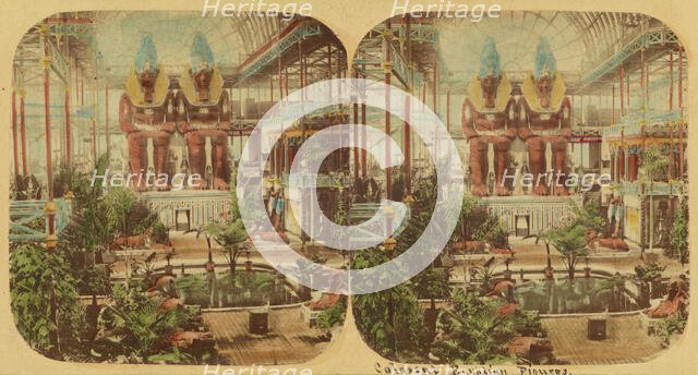 Crystal Palace - The Colossal Egyptian Figures, 1850s. Creator: London Stereoscopic & Photographic Co.