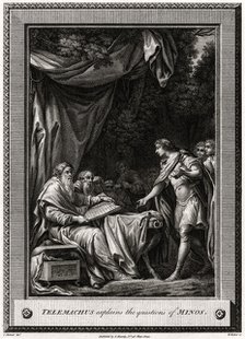 'Telemachus explains the questions of Minos', 1776. Artist: W Walker