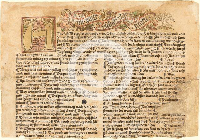 Initial A and a New Year's Wish, 1483. Creator: Unknown.