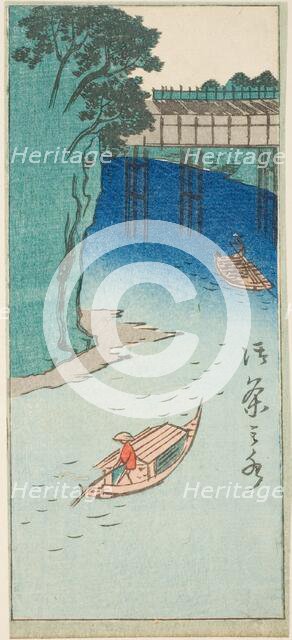 Ochanomizu, section of a sheet from the series "Cutout Pictures of Famous Places in..., 1857. Creator: Ando Hiroshige.