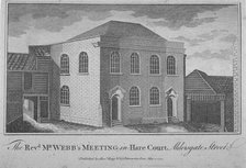 View of Reverend Francis Webb's Meeting House, Hare Court, City of London, 1784. Artist: Anon