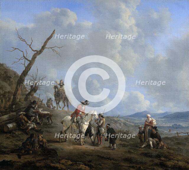 Landscape with Riders, Hunters and Peasants, 1650-1674. Creator: Johannes Lingelbach.