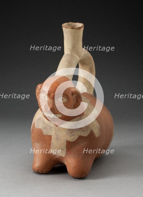 Stirrup Spout Vessel in the Form of a Crouching Animal, Possibly a Monkey, 100 B.C./A.D. 500. Creator: Unknown.