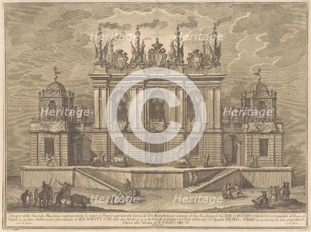 The Seconda Macchina for the Chinea of 1775: A Bull-fight, 1775. Creator: Giuseppe Vasi.