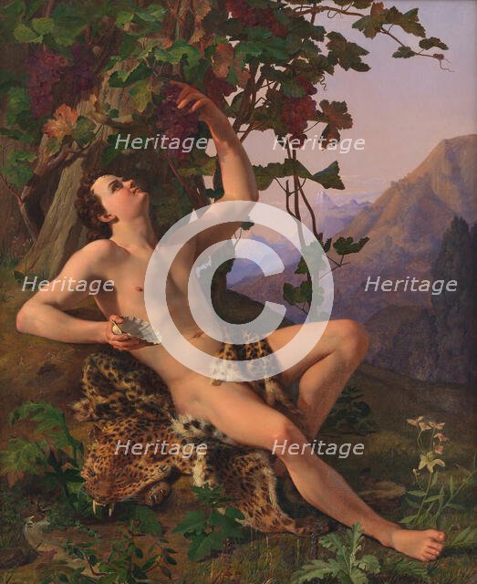 A young faun picking grapes, 1817-1830. Creator: Heinrich Eddelien.