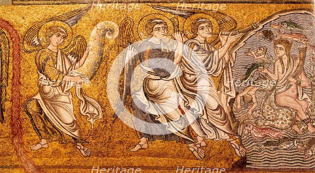 The sea gave up its dead (The Last Judgement, Detail), 12th century. Artist: Anonymous  