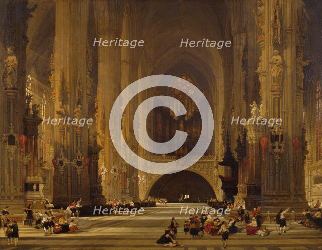 Interior of the Cathedral of St Stephen, Vienna, 1853 Creator: David Roberts.
