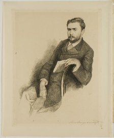 Portrait of the Critic Gustave Geffroy, by 1890. Creator: Marie Bracquemond.