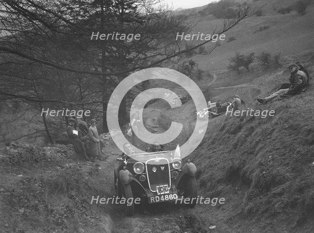 Singer competing in the MG Car Club Abingdon Trial/Rally, 1939. Artist: Bill Brunell.