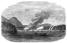 The boats of H.M.S. Sutlej and Devastation attacking an Indian village in Clayoquot..., 1864. Creator: Unknown.