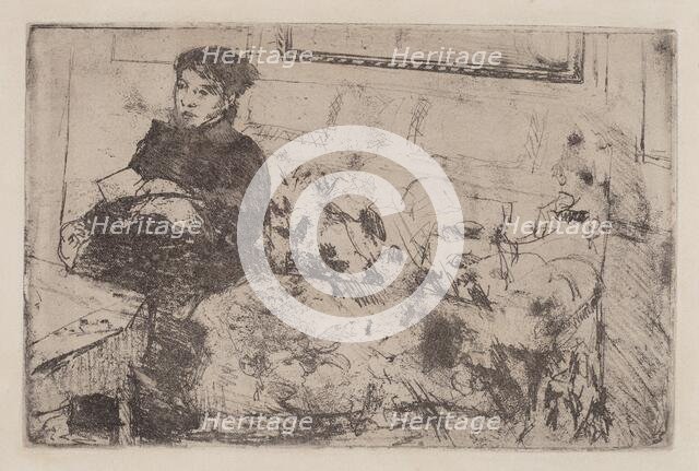 Interior: On the Sofa, c. 1883. Creator: Mary Cassatt.