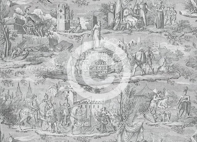 La Vie de Jeanne d'Arc (The Life of Joan of Arc) (Furnishing Fabric), Bolbec, after 1817. Creator: François Kettinger et Fils.