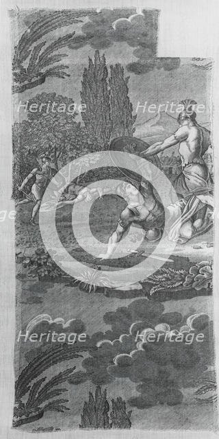 Le Combat des Horaces et des Curiaces (Furnishing Fabric), Nantes, c. 1820. Creator: Unknown.