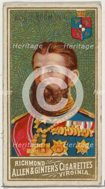 King of Romania, from World's Sovereigns series (N34) for Allen & Ginter Cigarettes, 1889., 1889. Creator: Allen & Ginter.