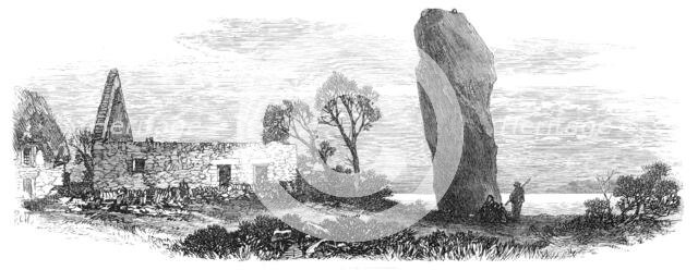 Prehistoric Remains in Jersey: the Menhir le Quesnel, 1870. Creator: Unknown.