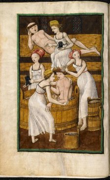 Bath. Miniature from The Jenský Codex, c1500. Creator: Zmilelý, Janícek (active Early 16th cen.).