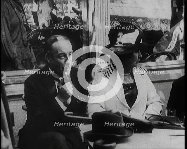 British President of the Board of Trade Stanley Baldwin With His Wife Lucy Baldwin in a..., 1922. Creator: British Pathe Ltd.