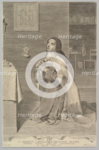 St. Theresa Kneeling in Prayer, 1661. Creator: Claude Mellan.