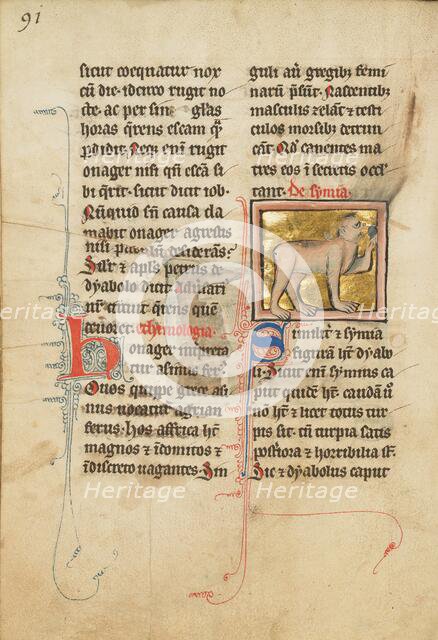 A Monkey; De Natura Avium; De Pastoribus et Ovibus, 1277 or after. Creator: Unknown.