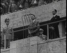 Adolf Hitler Addressing Crowds at the German Olympic Stadium, 1936. Creator: British Pathe Ltd.