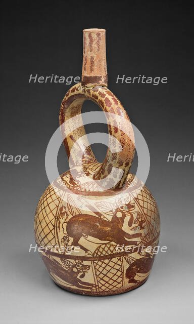 Stirrup Spout Vessel Depicting a Deer Hunt, 100 B.C./A.D. 500. Creator: Unknown.