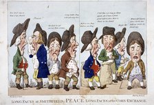 'Men bemoaning peace', Corn Exchange, London, 1815. Artist: Piercy Roberts