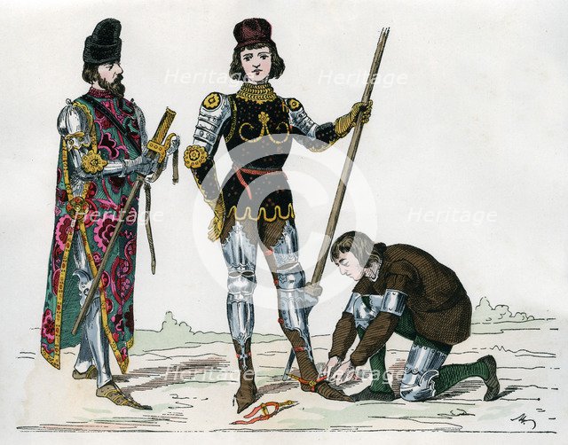 Prince, squire and valet, 15th century (1882-1884). Artist: Unknown