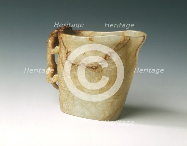 Jade ewer with kui dragon handle, Southern Song or Yuan dynasty, China, 12th-14th century. Artist: Unknown