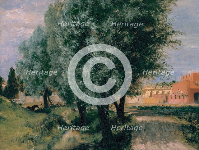 Building Site with Willows, 1846. Artist: Menzel, Adolph Friedrich, von (1815-1905)
