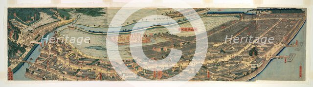Revised Panoramic View of Yokohama (Saikai Yokohama fukei), 1861 and 1873. Creator: Sadahide Utagawa.
