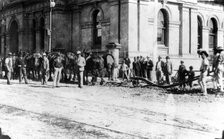 Workers ploughing Queen Street and Creek Street corner, Brisbane, Queensland, c1889. Creator: Unknown.