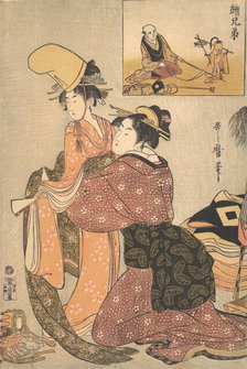 A Woman Dressing a Girl for a the Kabuki Dance “Musume Dojoji..., ca. 1795-96. Creator: Kitagawa Utamaro.