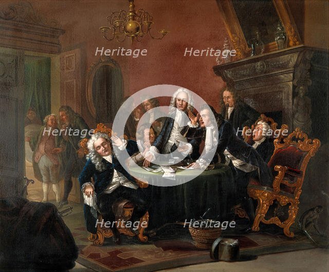 Physicians disputing while the patient suffers, c1850s. Creator: Johann Geyer.