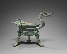 Tripod Container with Dragon-Head Handle (Zhadou), 500s. Creator: Unknown.