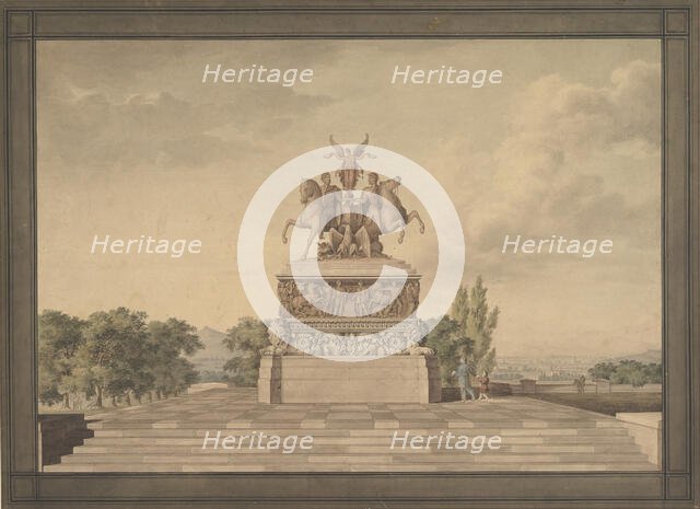 Design for a Monument of the Victory of Waterloo (recto)..., 1815. Creator: Leo von Klenze.