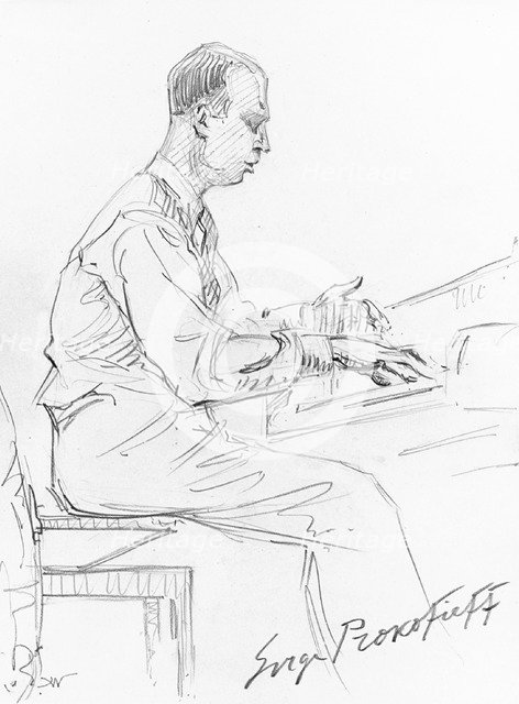 Sergei Prokofiev playing his Piano Concerto No. 3, 1936. Artist: Wiener, Hilda (1877-1940)