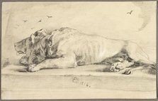 Reclining Lion, 1816. Creator: Edwin Henry Landseer.