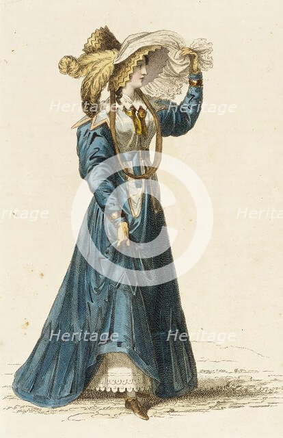 Fashion Plate (Promenade Dress), 1827. Creator: Rudolph Ackermann.