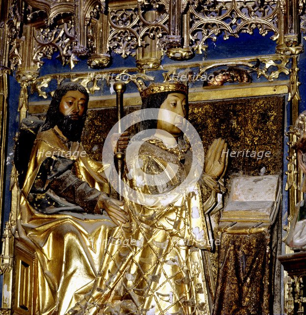 The King Juan II (1404-1454) King of Castile is assisted by Santiago Apostol, detail of the main …