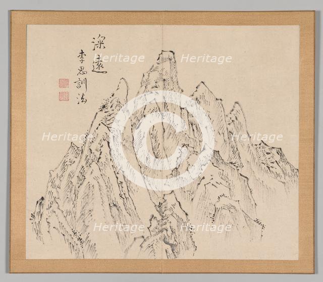 Double Album of Landscape Studies after Ikeno Taiga, Volume 2 (leaf 6), 18th century. Creator: Aoki Shukuya (Japanese, 1789).
