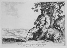 Traveler with Dog, from the series Sixteen Peasant Subjects, 17th century. Creator: Cornelis Bloemaert.
