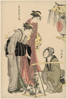 Buying Potted Plants, from the series "A Brocade of Eastern Manners (Fuzoku..., c. 1783/84. Creator: Torii Kiyonaga.