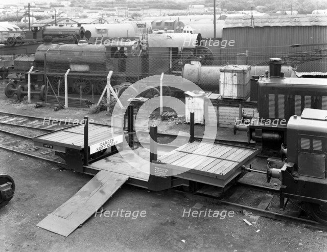 Laycock Engineering rail mounted loadlifta, Bicester sidings, Oxfordshire, 1959. Artist: Michael Walters