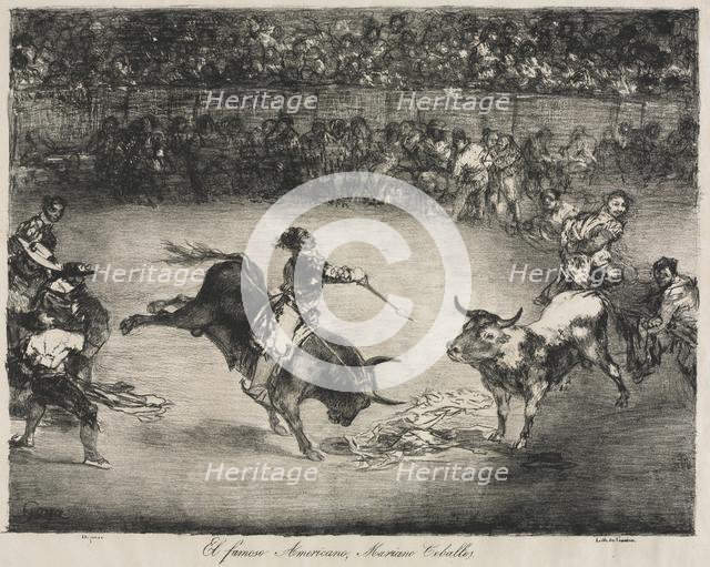 The Bulls of Bordeaux: The Famous American, Mariano Ceballos, 1825. Creator: Francisco de Goya (Spanish, 1746-1828).