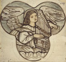 Design for stained glass in Lyndhurst Church: An Angel Organist, 1886. Artist: Sir Edward Coley Burne-Jones.